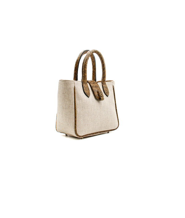 Mila Linen/Leather Print  - Taupe