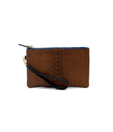 Mask Pouch in Brown/ Navy Blue