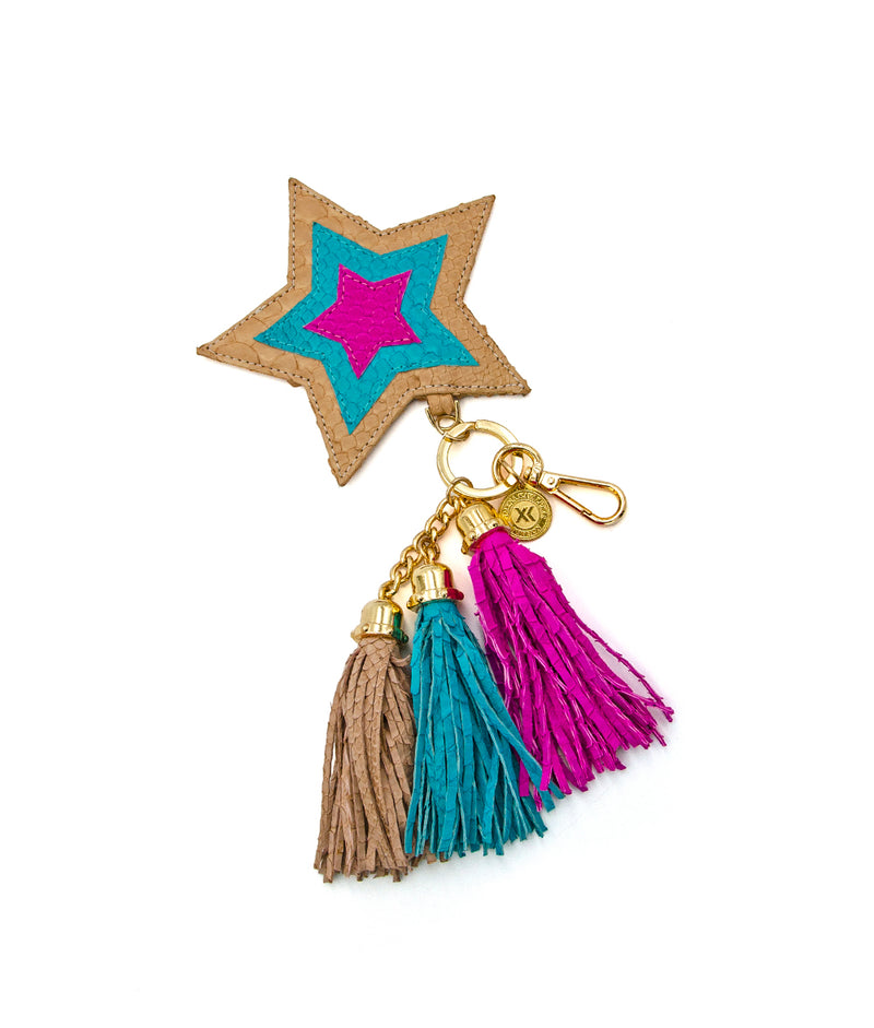 Star Charm in Nude/Turquoise/Hot Pink